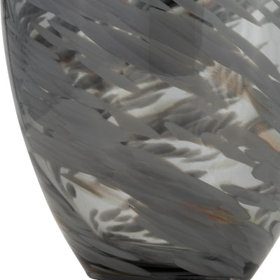 GLASS, 13H SWIRL VASE, BLACK