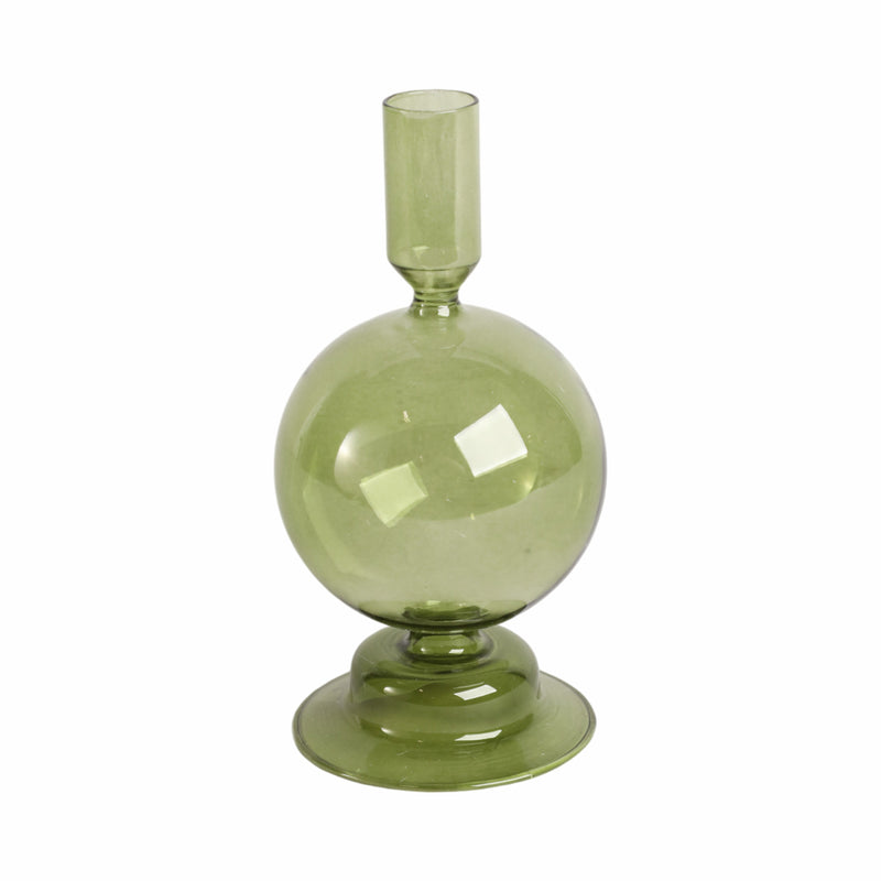 7 Glass Bubble Taper Candle Holder, Olive