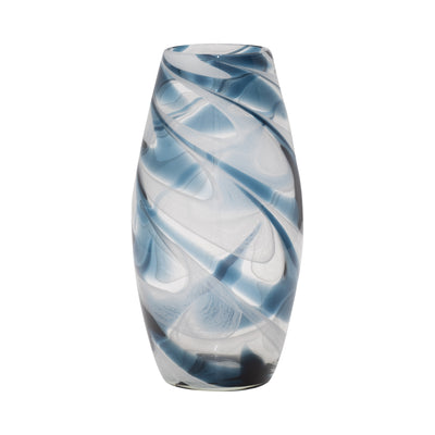 GLASS, 12 SWIRL VASE, BLUE