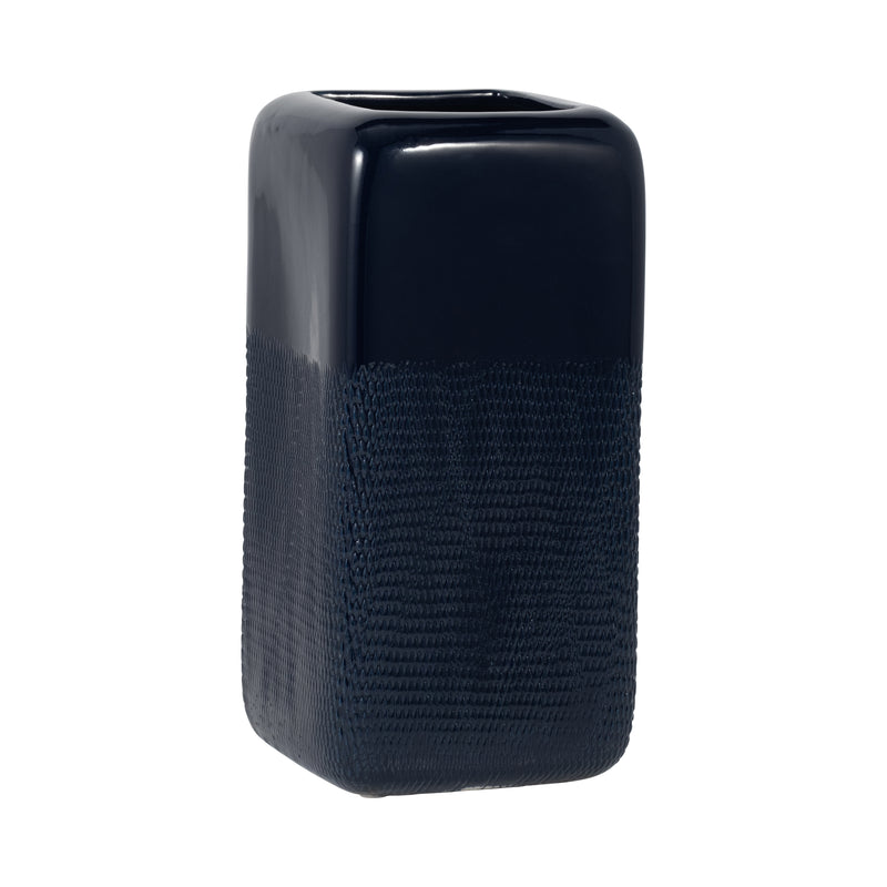 CER, 12 SQUARED GROOVED VASE, NAVY BLUE