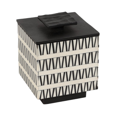 S/2 7/10 Gobiel Black & White Resin Boxes