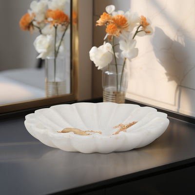 8 Hadara Marble Flower Tray, Tan