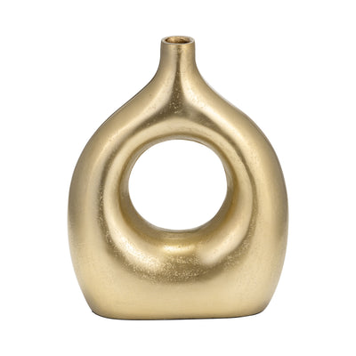 METAL 10 OPEN CUT VASE, GOLD