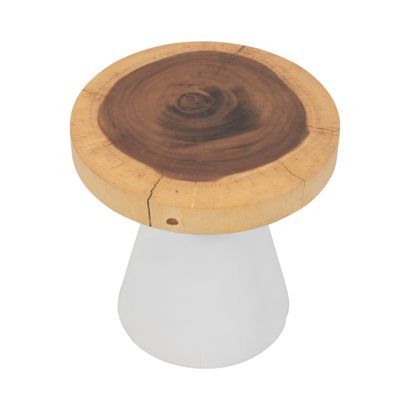 Wood, 16 Accent Table With White Base, Natural/wh