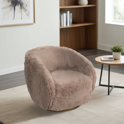 Roundback Swivel Chair, Tan