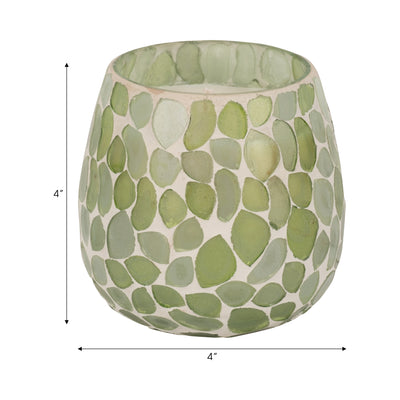 Glass, 4 11 Oz Mosaic Scented Candle, Light Green