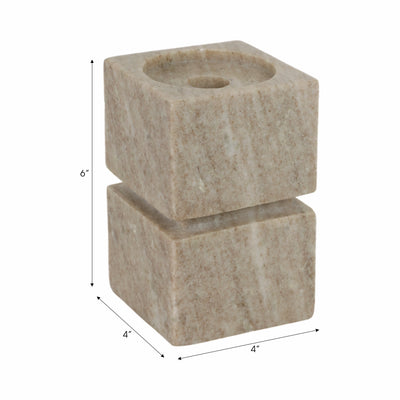 6 Onyx Marble Stacked Cubes Pillar Candleholder,