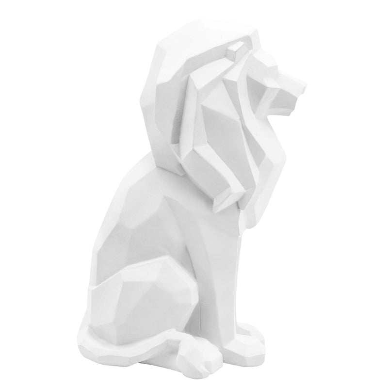 RESIN 11H SITTING LION, WHITE