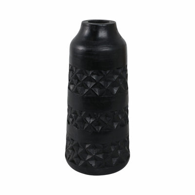 WOOD 12 STAINED VASE, BLACK