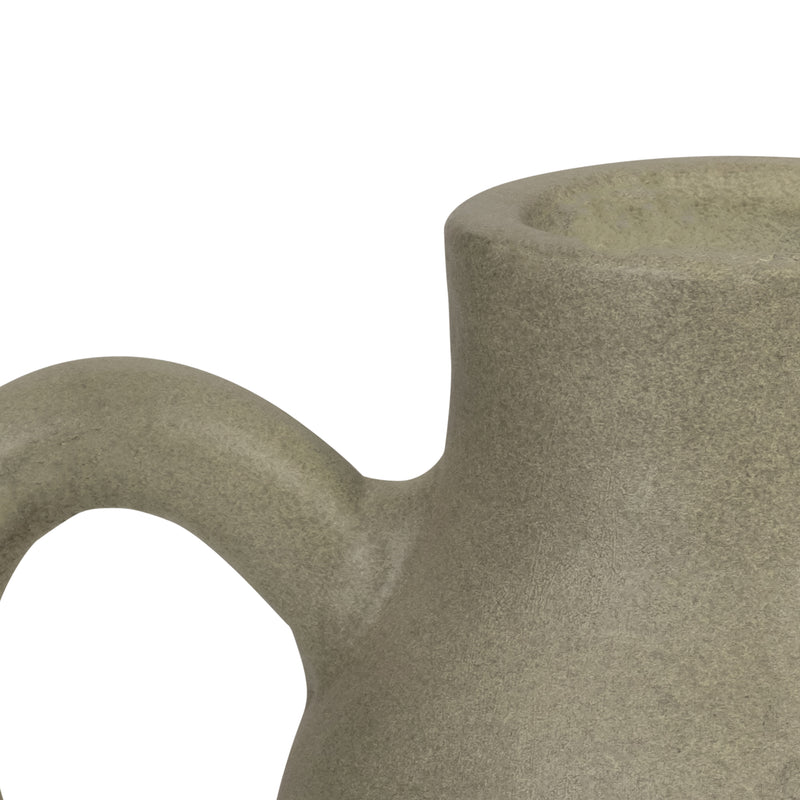 TERRACOTTA, 8 VASE W/ HANDLE, SAGE GREEN