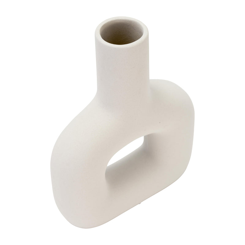 DOL, 8 OPEN CUT VASE, WHITE