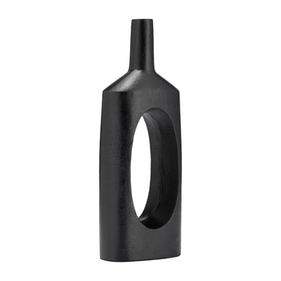 METAL,16H,TALL MODERN OPEN CUT OUT VASE,BLACK