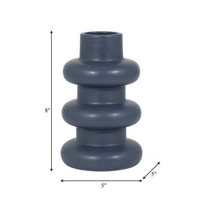 CER, 8 THREE RIBBED VASE, NAVY