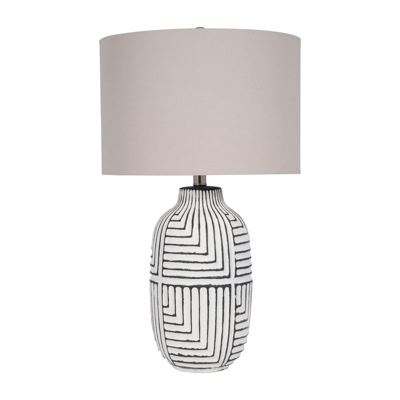 Ceramic, 26 Tribal Textured Table Lamp, White