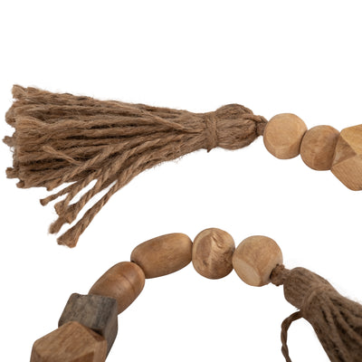 WOOD, 25 BEAD GARLAND, NATURAL