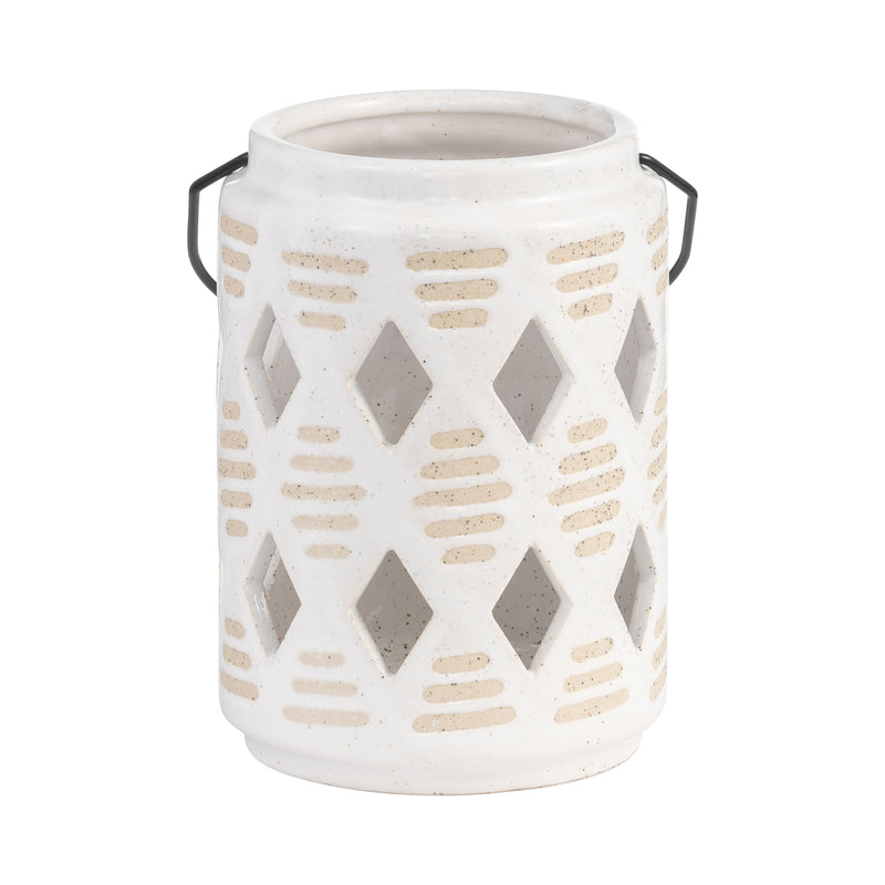 CER, 6H DIAMOND CUT OUT LANTERN, IVORY