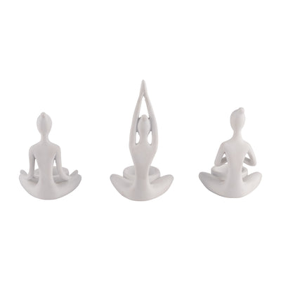 S/3, 7H RESIN YOGA WOMEN TEALIGHT HOLDER, WT