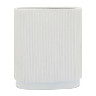 CER, 12H RIDGED VASE, WHITE