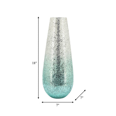 18 Crackled Vase, Green Ombre