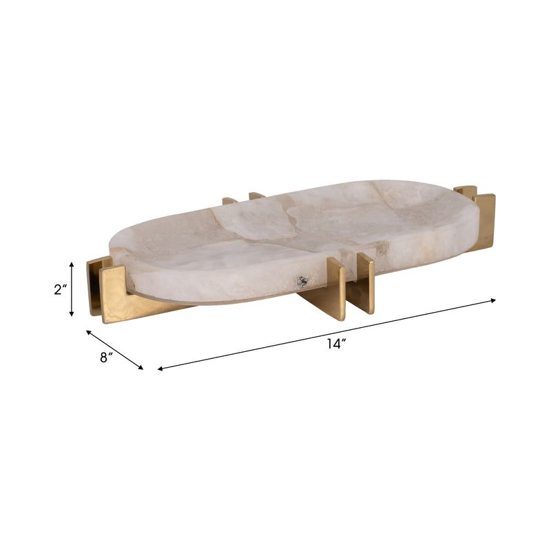 Quartz, 14 White Tray With Gold Details, White/go