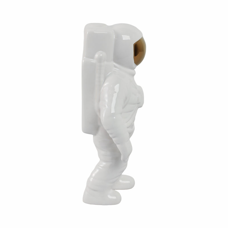 11 ASTRONAUT STATUETTE, WHITE/GOLD