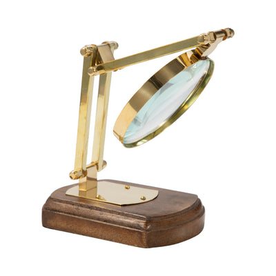 16 Kane Wood Base Magnifying Glass, Gold