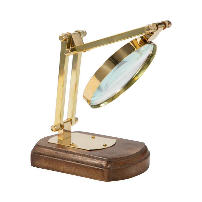 16 Kane Wood Base Magnifying Glass, Gold