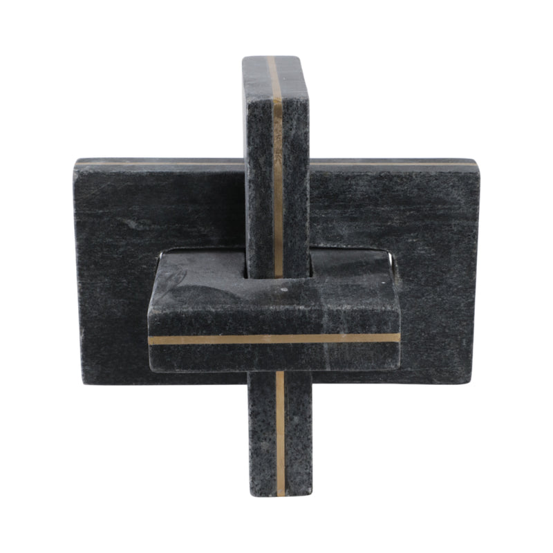 7 Walton Medium Black Marble And Brass Knot