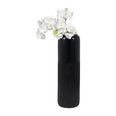 CER, 18H GROOVED VASE, BLACK