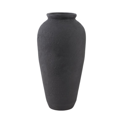 18x9 Terracotta Floor Vase, Black