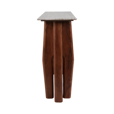 42x31tapered Legs Mrble Top Console Tble,tan/brwn