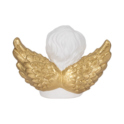 15 Garden Cherub With Heart, White/gold