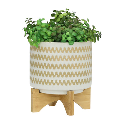 S/2 5/8 ZIG-ZAG PLANTER W/ STAND, WHITE