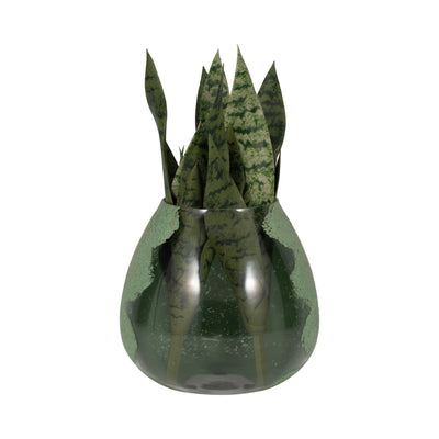 GLASS, 10 DIPPED VASE, GREEN