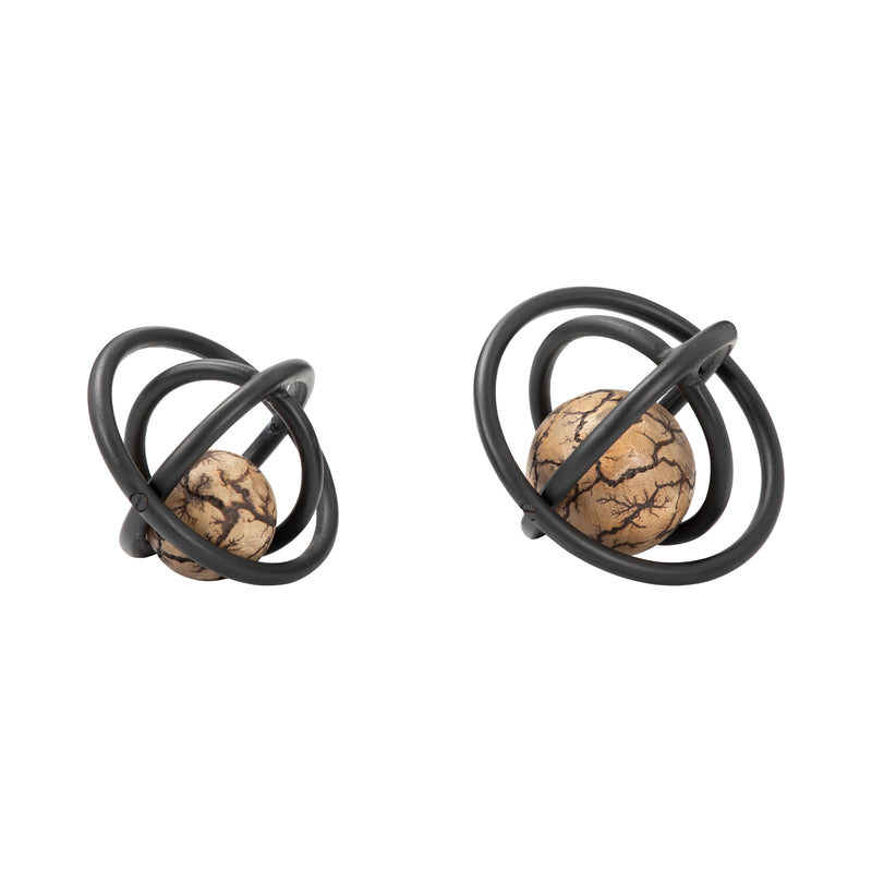 S/2 7/8 Solaro Bronze Metal Orbs