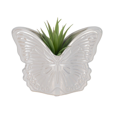 7 Iridescent Butterfly Planter, Ivory