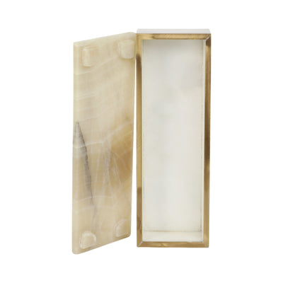 9 White Onyx And Brass Box