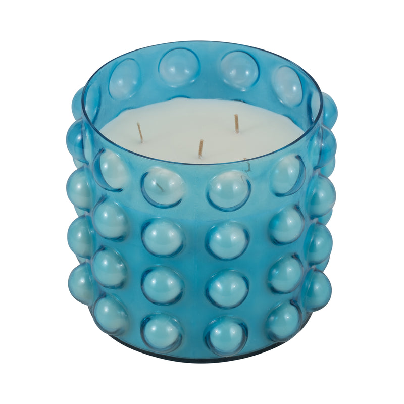 Glass, 9 81 Oz Bubble Candle, Blue