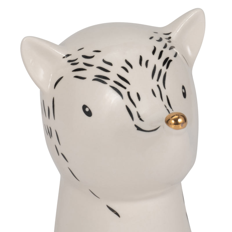 6 Fox Head With Gold Nose, White/black