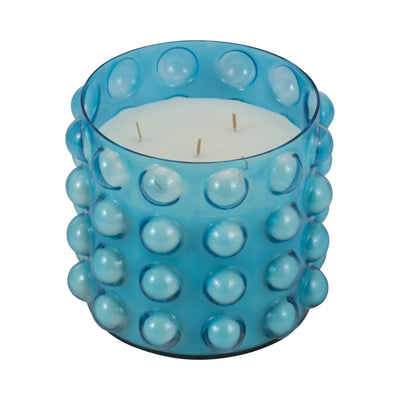 Glass, 9 81 Oz Bubble Candle, Blue