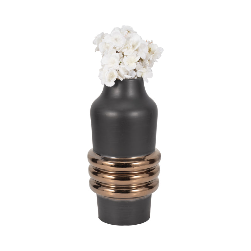 15 Calorin Oversized Tribal Vase, Black/gold