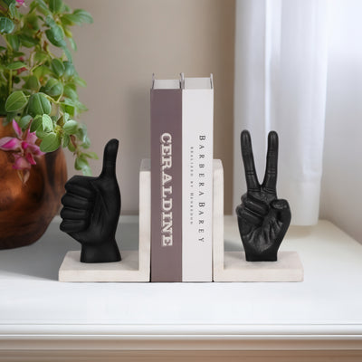 S/2 HAND SIGN BOOKENDS, BLACK