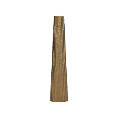 METAL, 35 RIBBED FLOOR VASE, GOLD