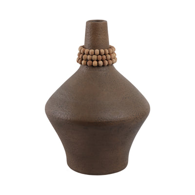 14 Tutwell Large Vase With Wood Beads, Brwn