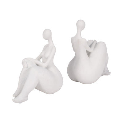 S/2 Sitting Ladies Bookends, White