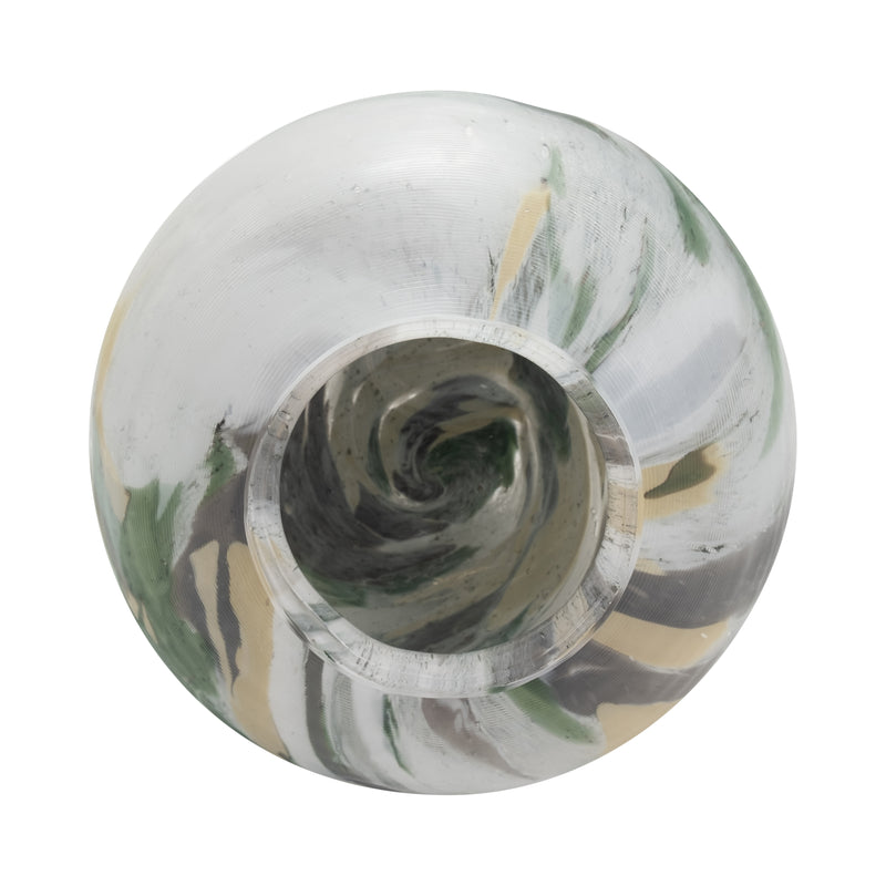 Marco Glass, 12 Marbled Look Vase, Multi