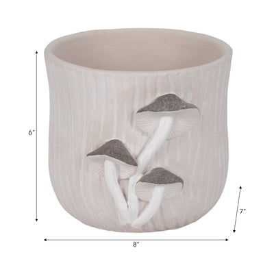 8 Mushroom Applique Planter, Grey