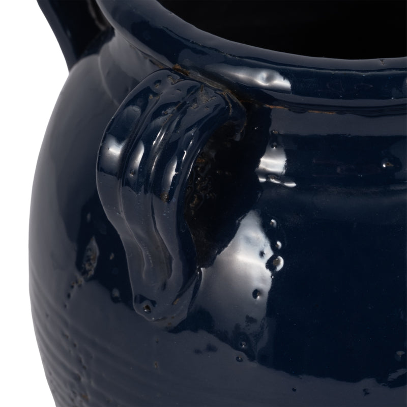 9 Terracotta Vase With Handles, Navy Blue