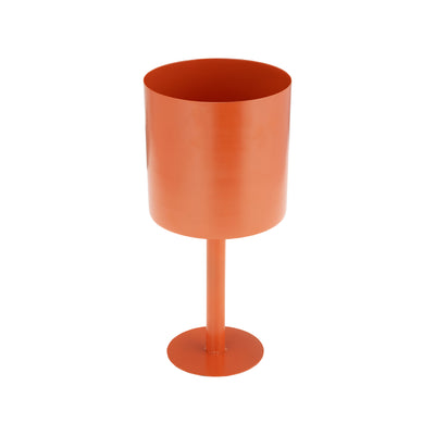 Ec Metal,6,flat Round Base Planter,burnt Orange