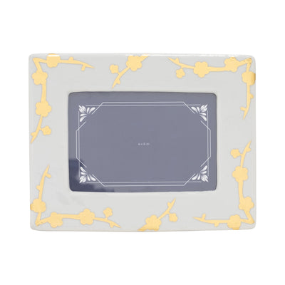 CER, 5X7 CHERRY BLOSSOM PHOTO FRAME, GOLD/WHITE